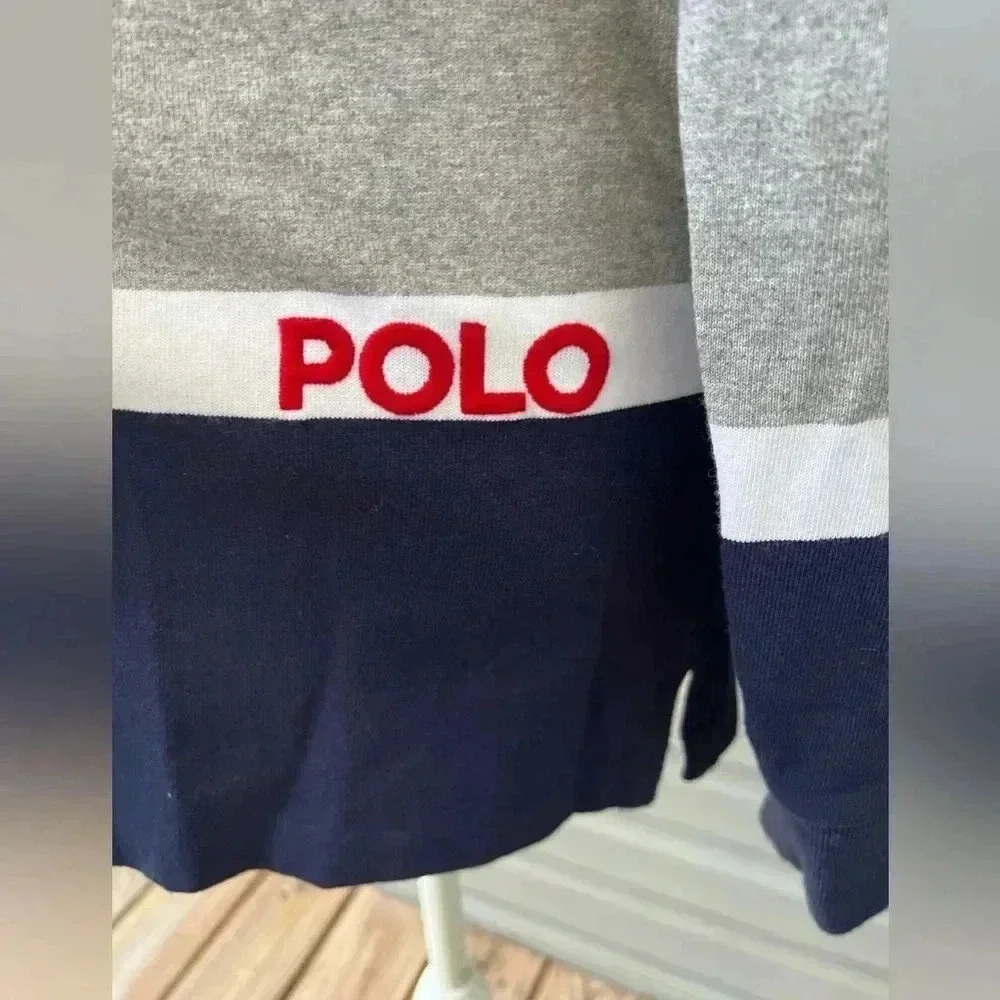 Polo Ralph Lauren Men's Grey Heather Crest Logo Classic Fit Rugby Long Sleeve S - Picture 5 of 10